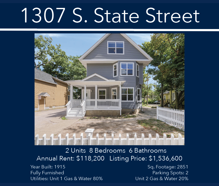 1307 S. State Street For Rent - 2 Units, 8 Bedrooms, 6 Bathrooms, Fully Furnished
